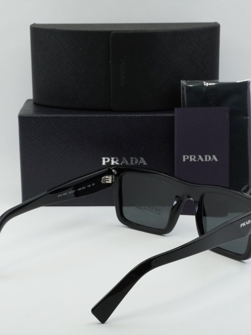 Prada PR19WS 1AB5S0 Rectangle Sunglasses – Black\Grey - Picture 9 of 10
